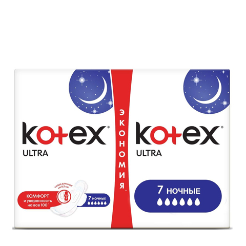 Kotex Ultra Прокладки ночные N14: фото, цены, описание товара, отзывы и наличие в Москве и Санкт-Петербурге