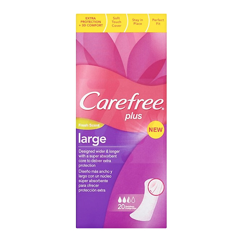 Carefree Plus Large Fresh Прокладки ежедневные Экстра Защита с ароматом свежести, большой размер N20: фото, цены, описание товара, отзывы и наличие в Москве и Санкт-Петербурге