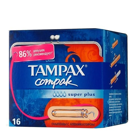 Tampax Тампоны Compak Super Plus с аппликатором N16: фото, цены, описание товара, отзывы и наличие в Москве и Санкт-Петербурге