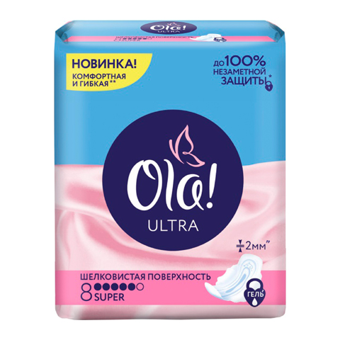 Ola! Ultra Super Прокладки шелковая поверхность N8: фото, цены, описание товара, отзывы и наличие в Москве и Санкт-Петербурге