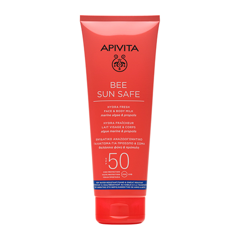 Apivita Bee Sun Safe Hydra fresh face & body milk SPF50: фото, цены, описание товара, отзывы и наличие в Москве и Санкт-Петербурге