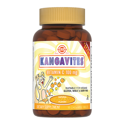 Солгар Кангавитес с витамином С 100 мг со вкусом апельсина (90 таблеток)