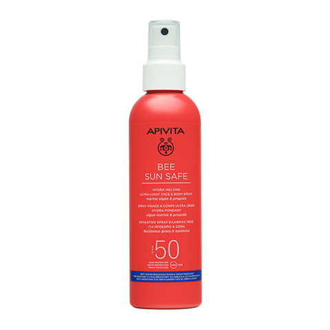 Apivita Bee Sun Safe Hydra melting ultra-light face & body spray SPF50: фото, цены, описание товара, отзывы и наличие в Москве и Санкт-Петербурге