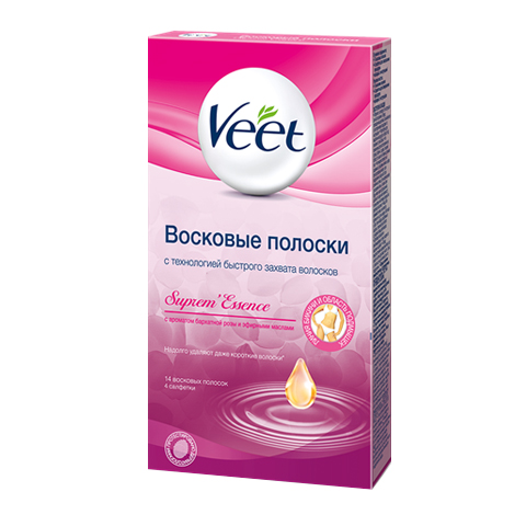 Veet Supreme Essence восковые полоски с ароматом розы и эфирными маслами, бикини и область подмышек (14 шт): фото, цены, описание товара, отзывы и наличие в Москве и Санкт-Петербурге